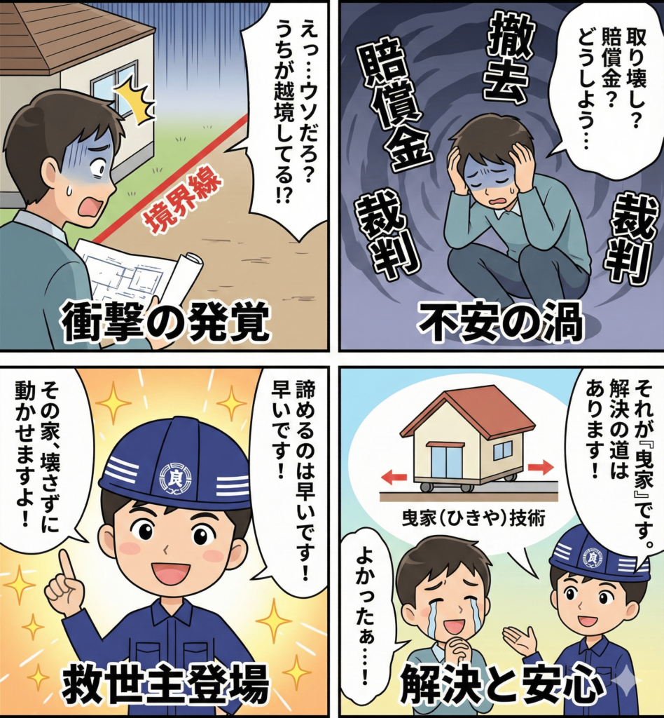 曳家　配置間違い　越境トラブル